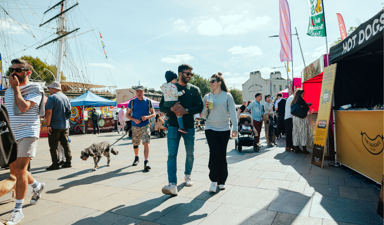 A family visit Cutty Sark Street Food Market